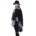 Women Girls Winter Warm Reversible  Oversized Faux Cashmere Blanket Poncho Cape Shawl Coat